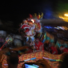 Sammy the Dragon at the Shinju Festival is huge, and has glowing eyes!